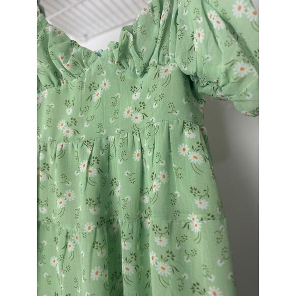 Princess Polly Emery Puff Sleeve Mini Dress Light Green - 10 - Picture 6 of 10